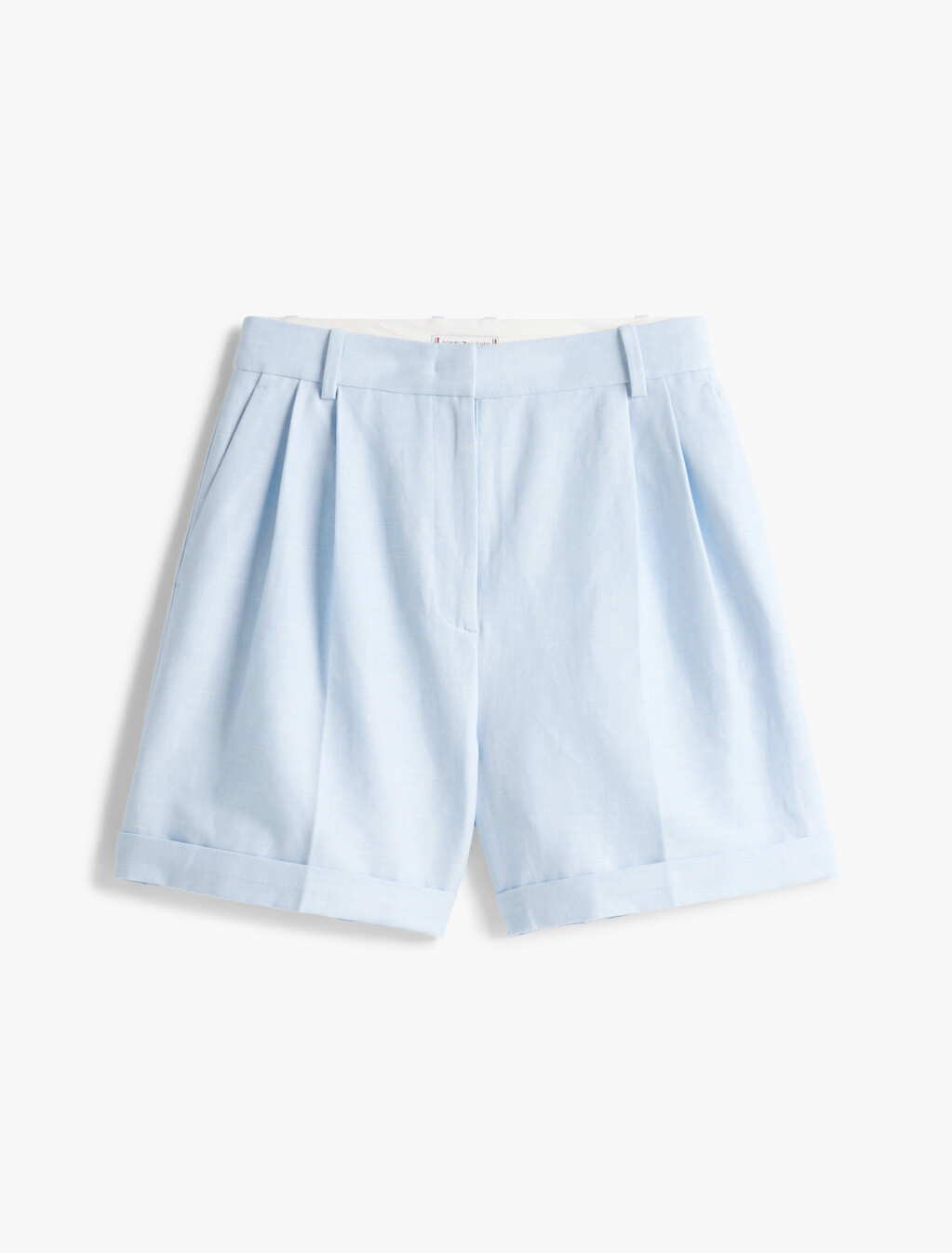 Linen Mix Pleated Shorts, Breezy Blue, hi-res