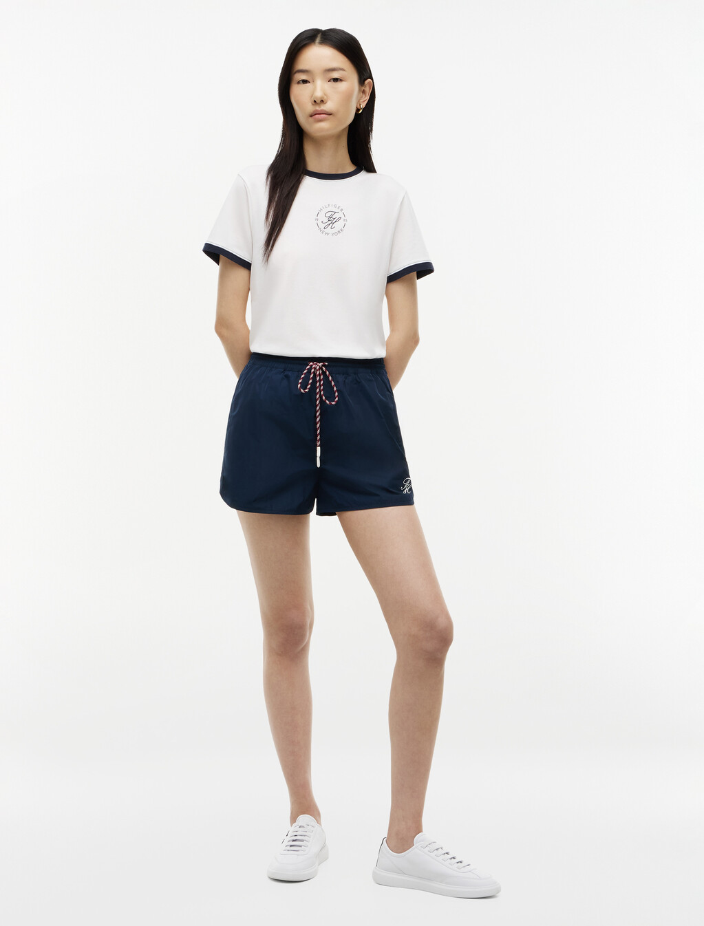 Logo Shock Cord Shorts, Dark Night Navy, hi-res