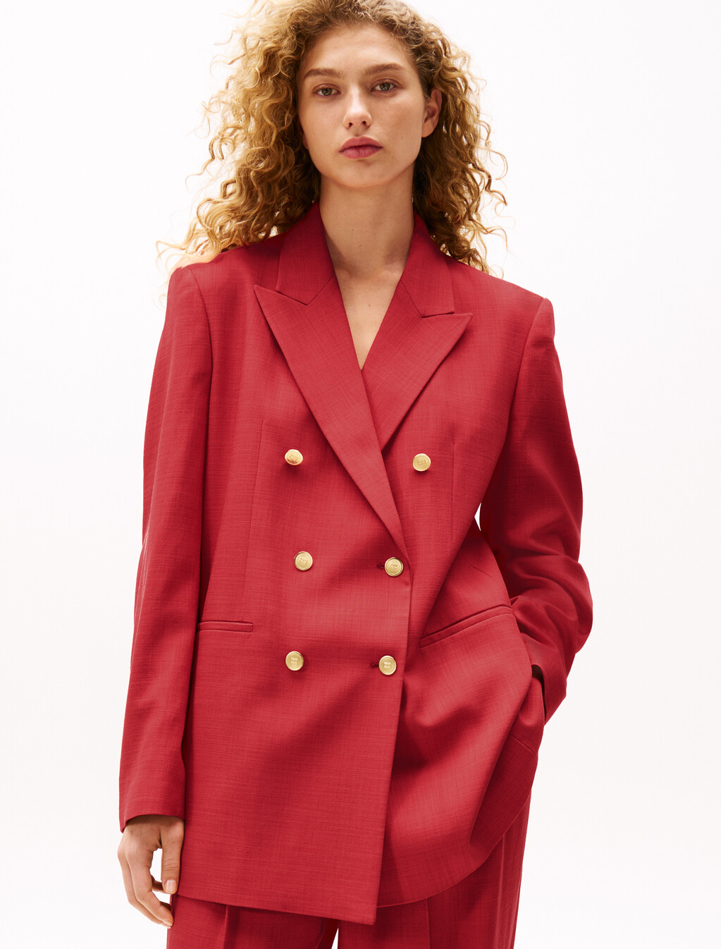 The Sofia Capsule Double Breasted Blazer, Medium Red, hi-res