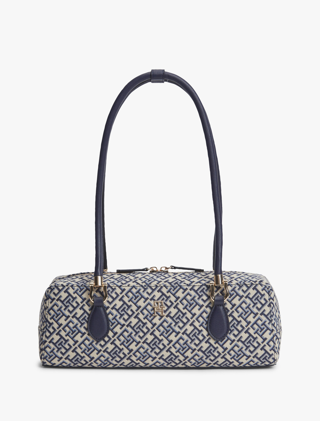 Textile Jacquard Rectangular Shoulder Bag, Blue Mono, hi-res