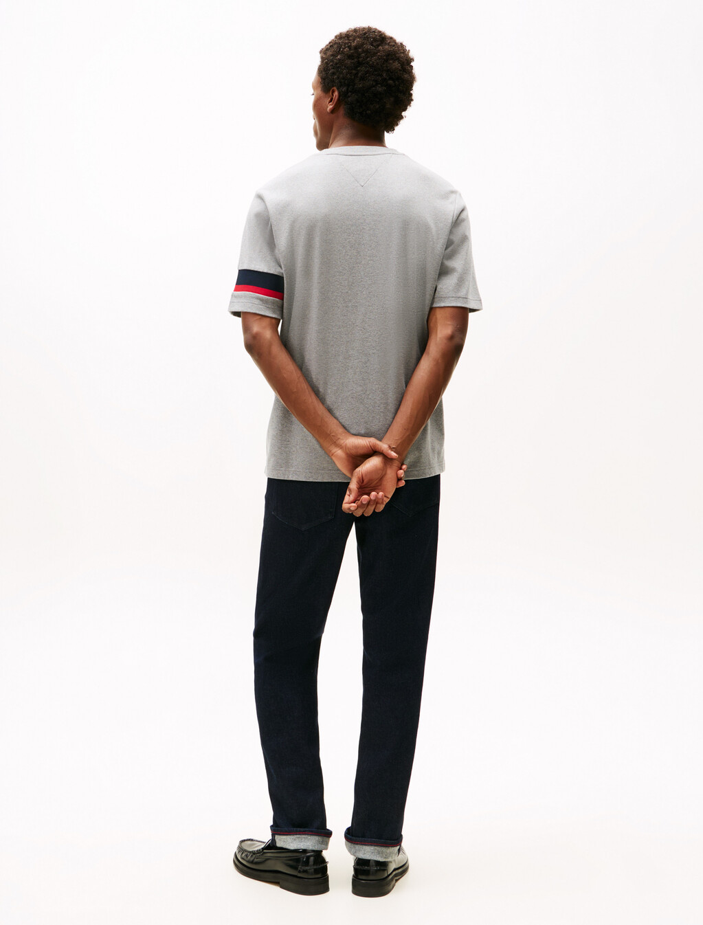 Colour-Blocked Sleeve Interlock Knit T-Shirt, Medium Grey Heather, hi-res