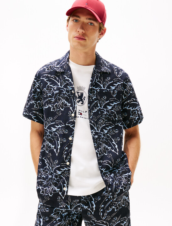 Botanical Print Linen Shirt