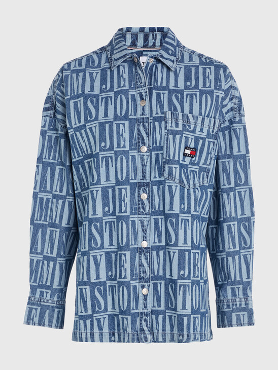 SPELL-OUT LOGO OVERSIZED DENIM SHIRT