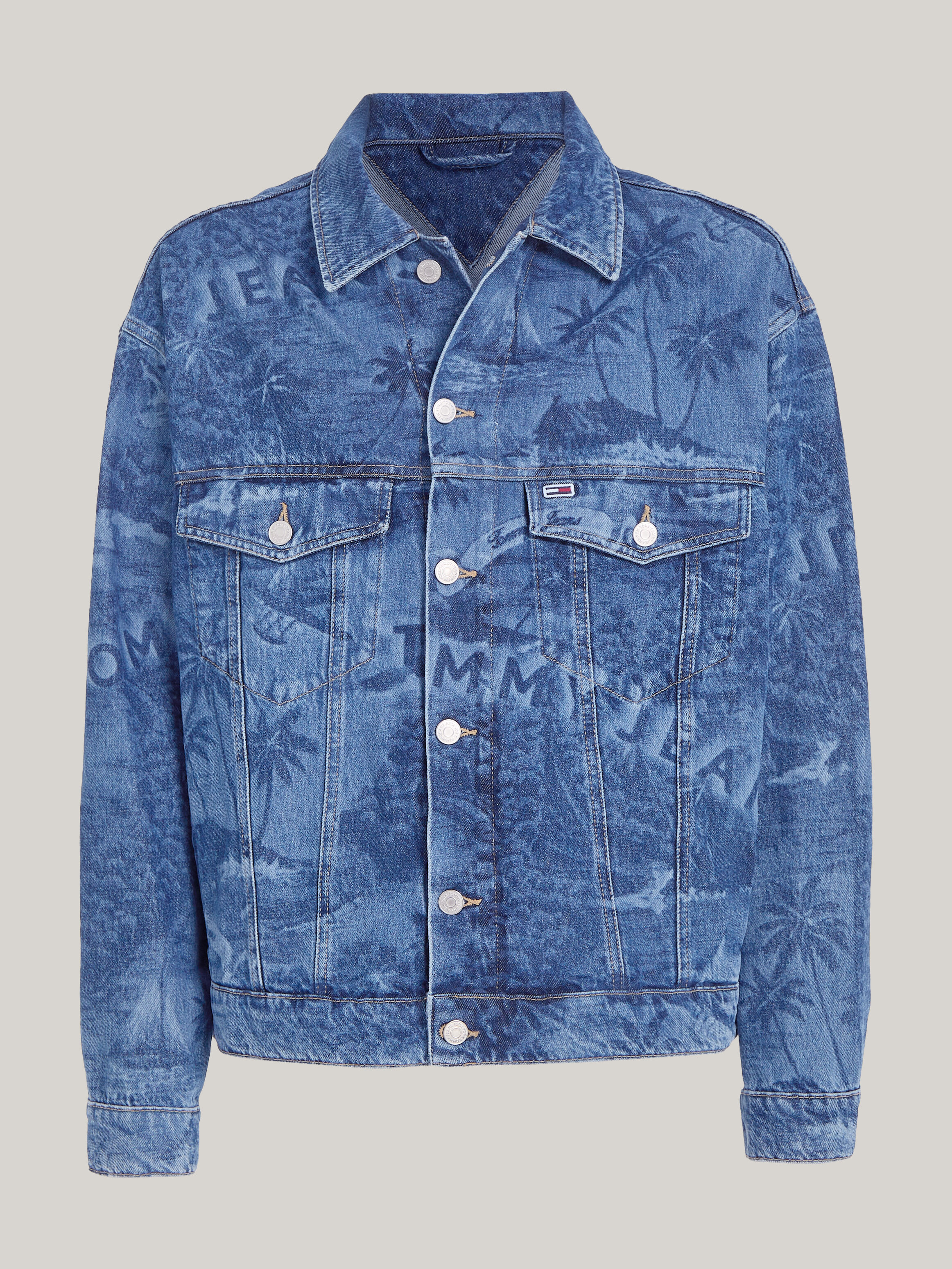 Denim graphic trucker jacket sale