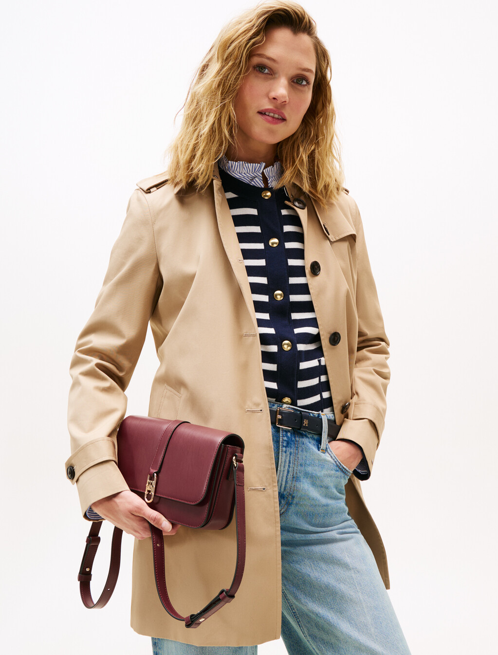TH Monogram Flap Crossbody Bag, Deep Rouge, hi-res