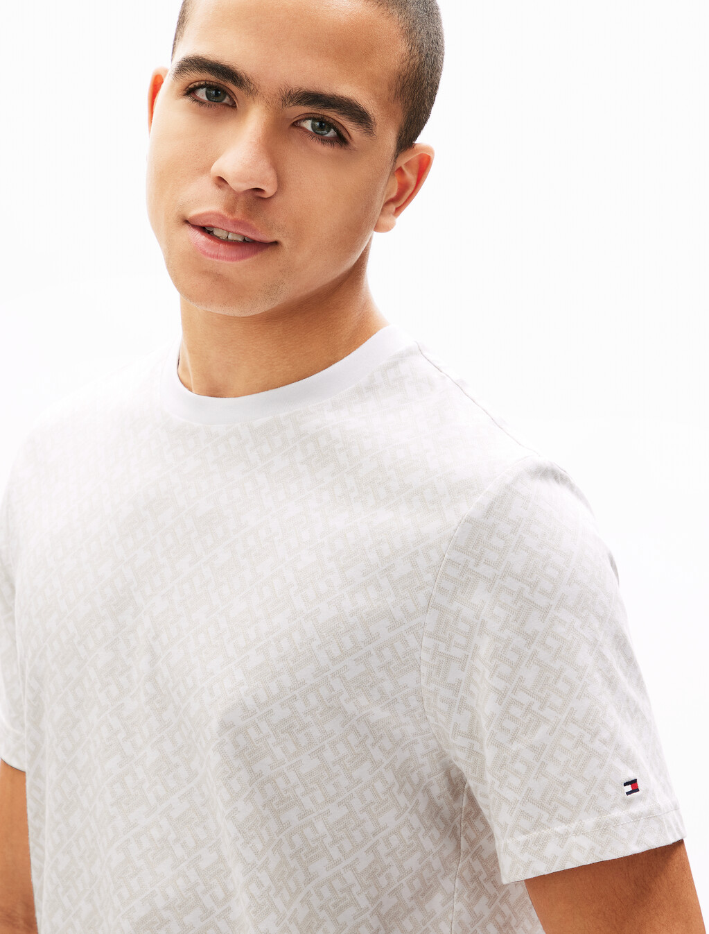 Monogram All Over Print T-Shirt, Ecru, hi-res
