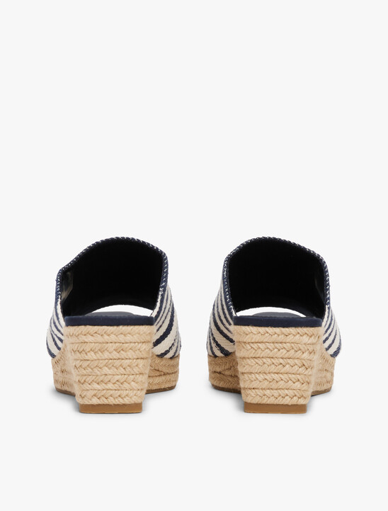 Stripe Espadrille Wedge Mules