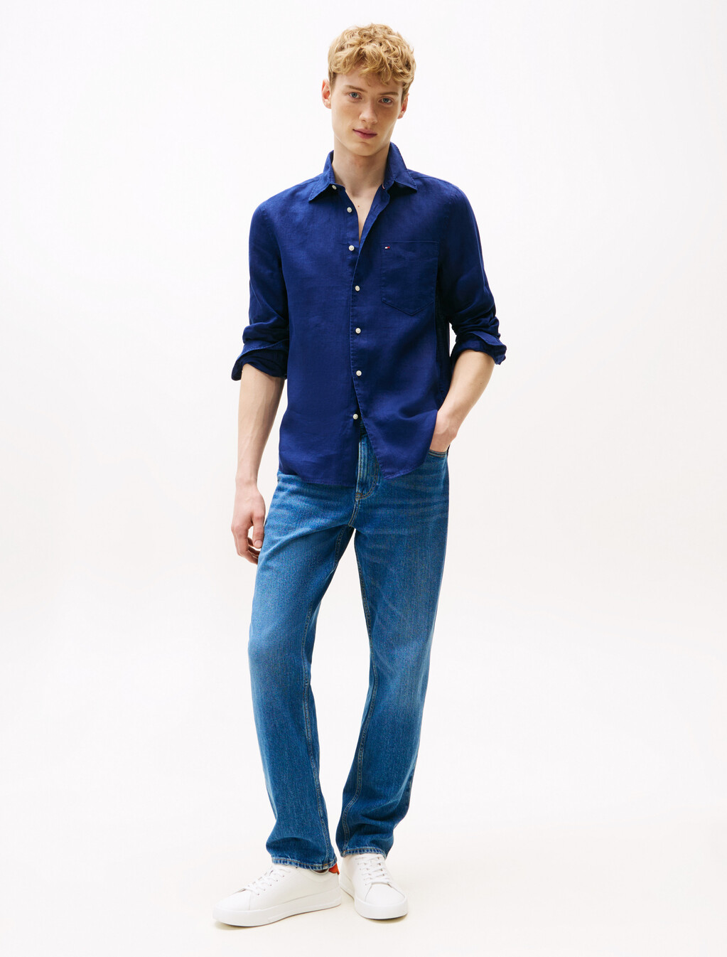 Piece Dye Linen Shirt, Preppy Navy, hi-res