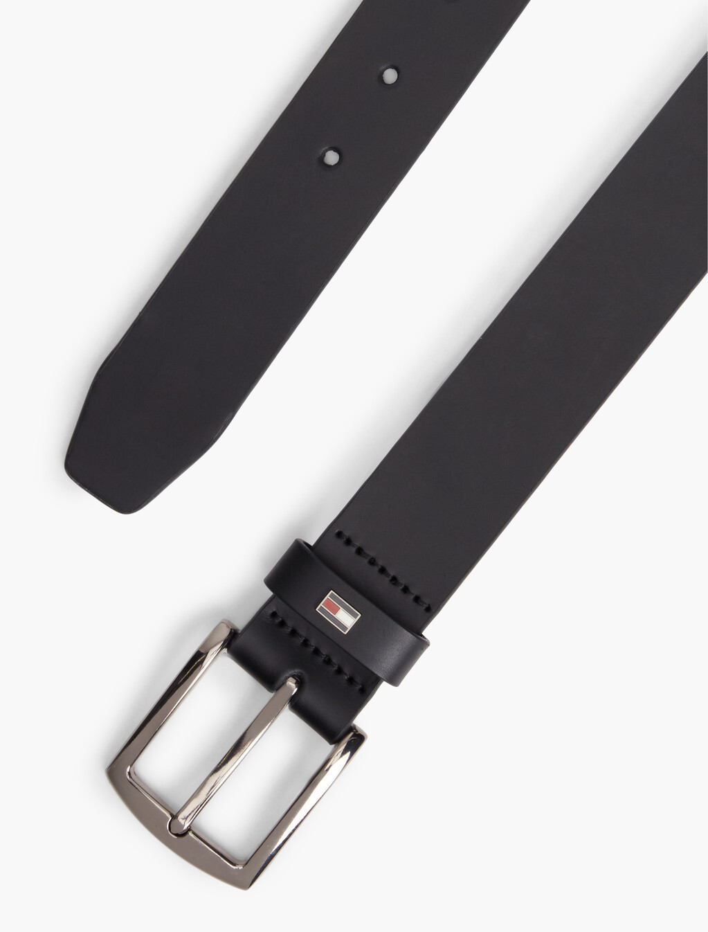 Leather Enamel Flag Rectangular Buckle Belt, Black, hi-res