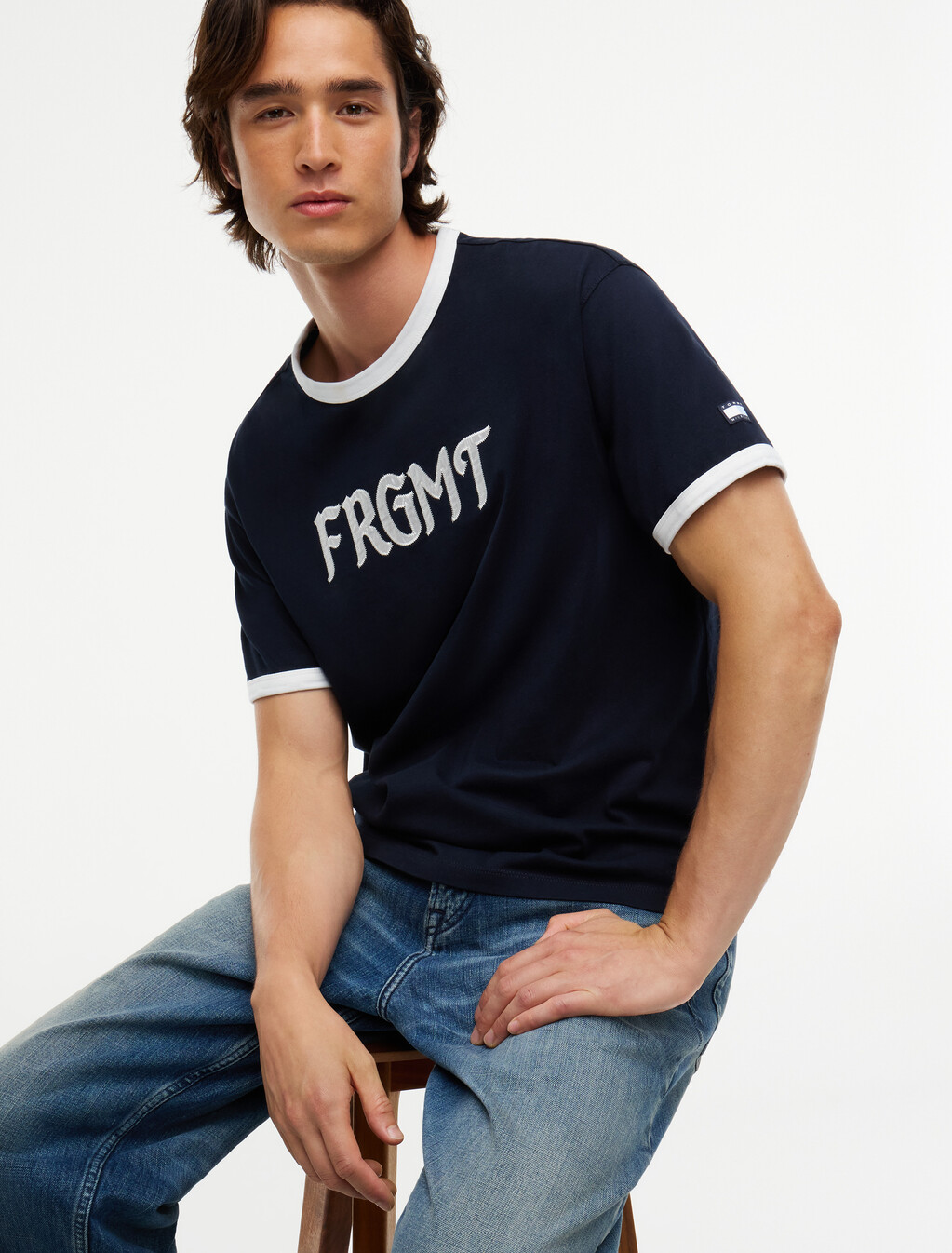 Relaxed Jersey Ringer T-Shirt, Navy Blue, hi-res