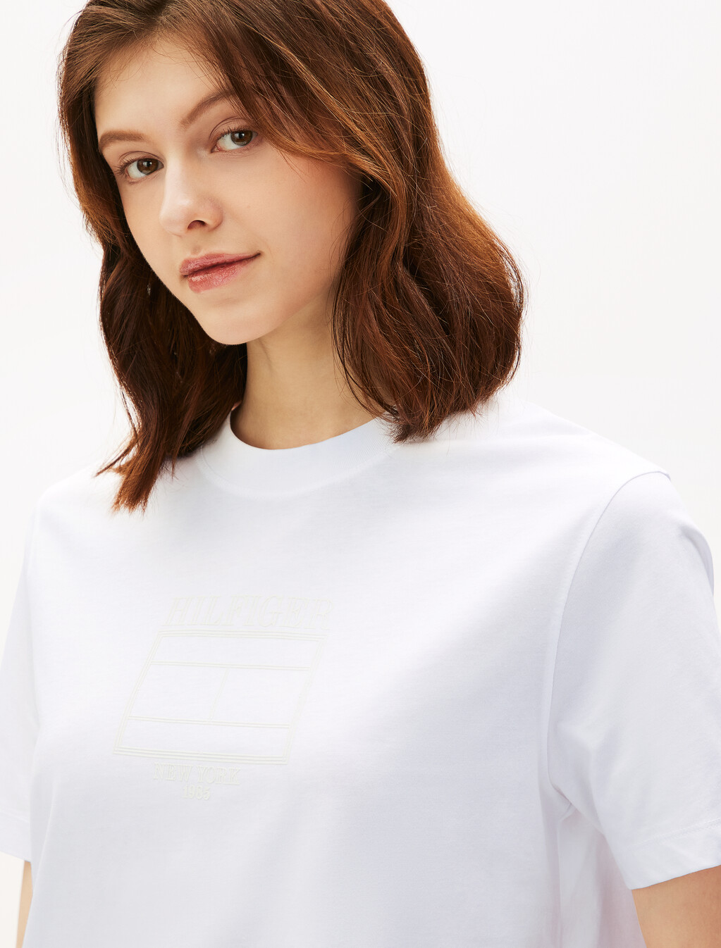 Modern Outline Flag Crewneck T-Shirt, Th Optic White, hi-res