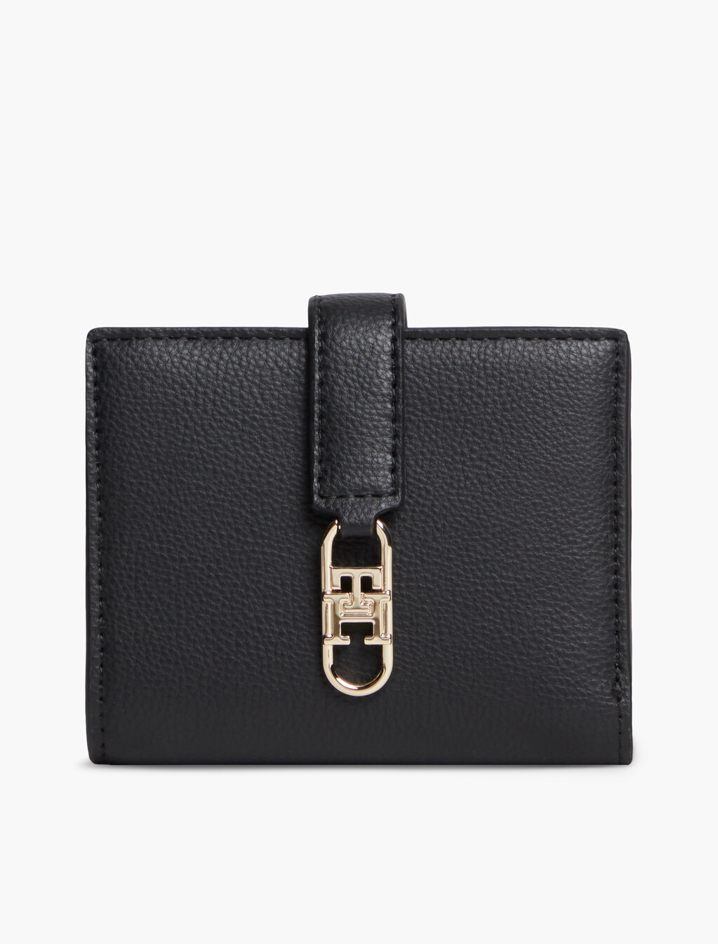 TH Monogram Plaque Bifold Wallet, Black, hi-res