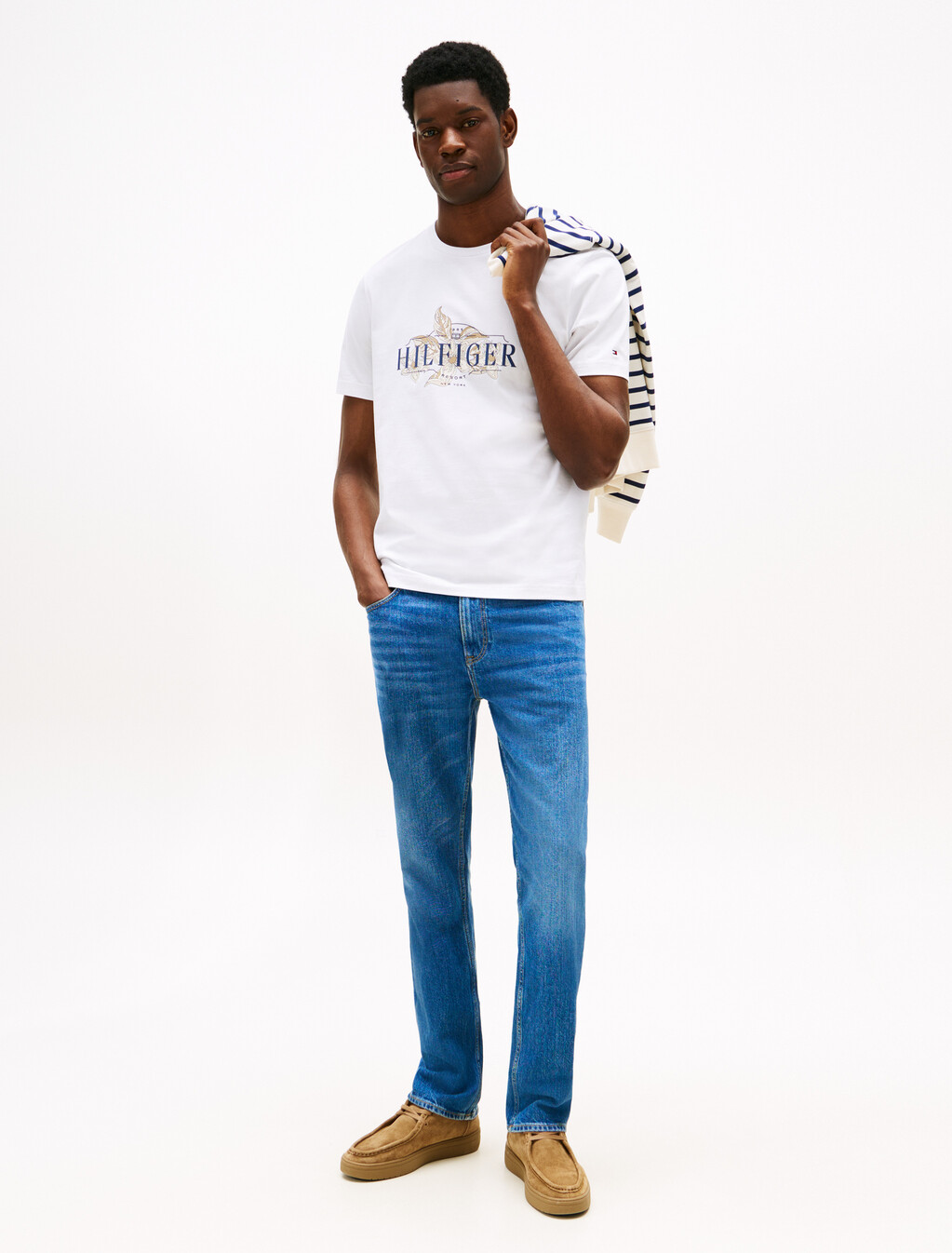 Tropical Floral Print T-Shirt, White, hi-res