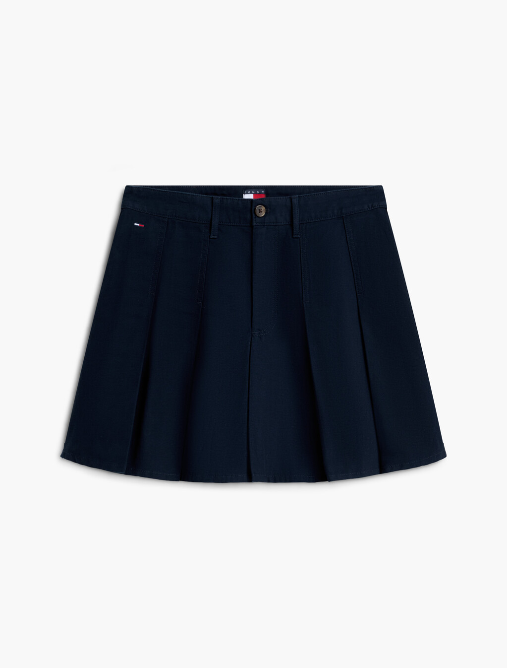 Washed Canvas Pleated Mini Skirt, Dark Night Navy, hi-res