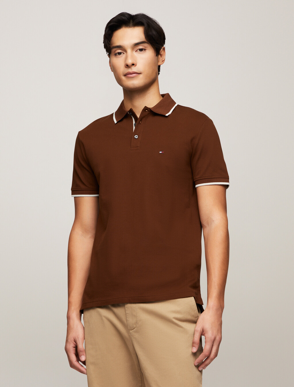 Mercerized Cotton Tipped Polo, Rich Mocha, hi-res