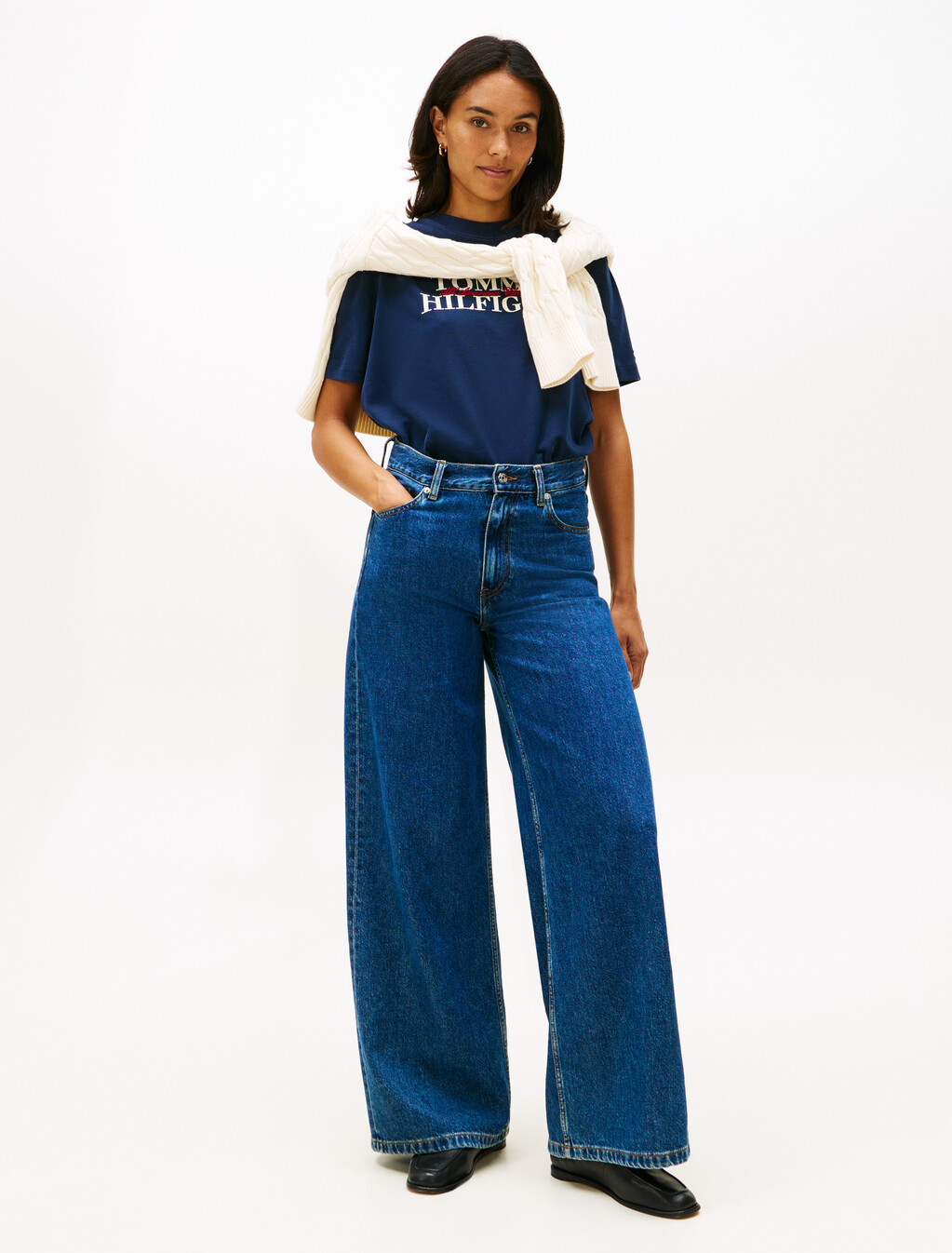 Classic Flock Logo Relaxed T-Shirt, Dark Night Navy, hi-res