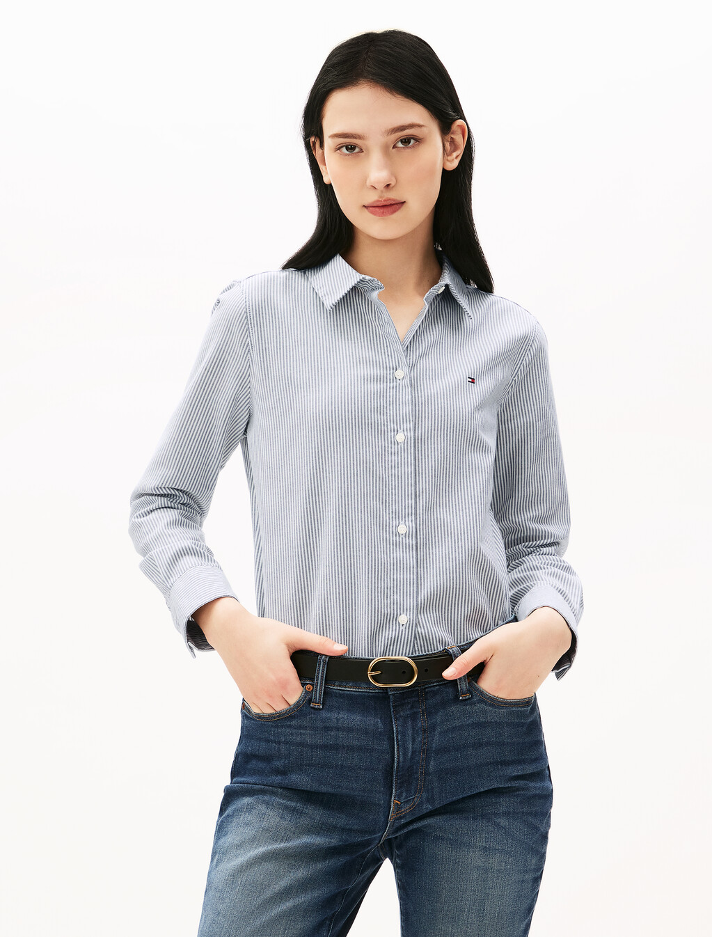 Asia Fit Stretch Oxford Shirt, Classic Ithaka Stp Drk Night Navy, hi-res