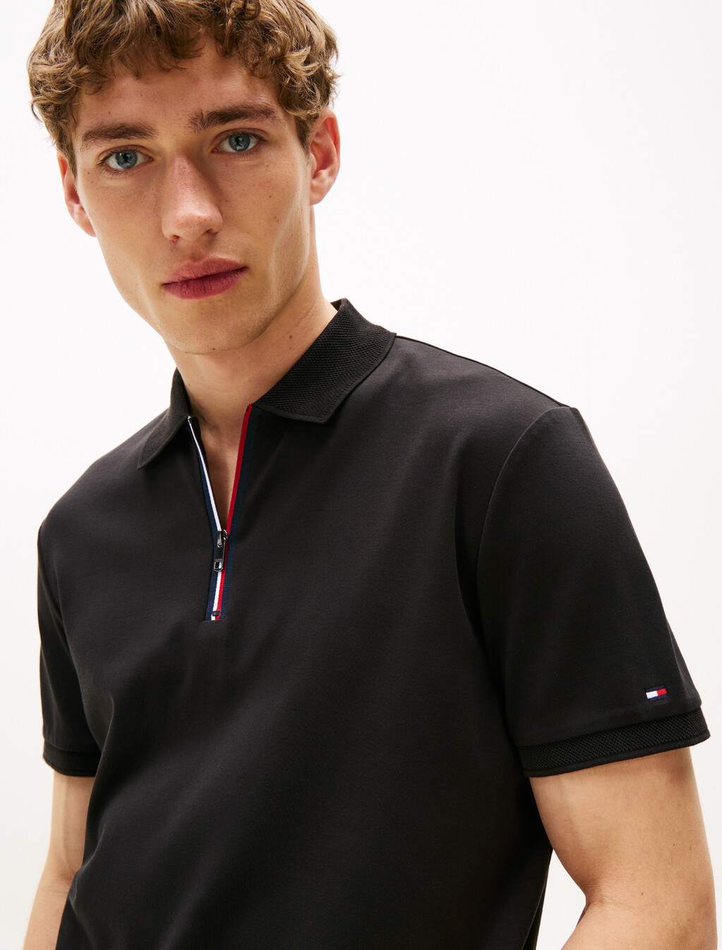 Interlock Zip Regular Polo, Black, hi-res