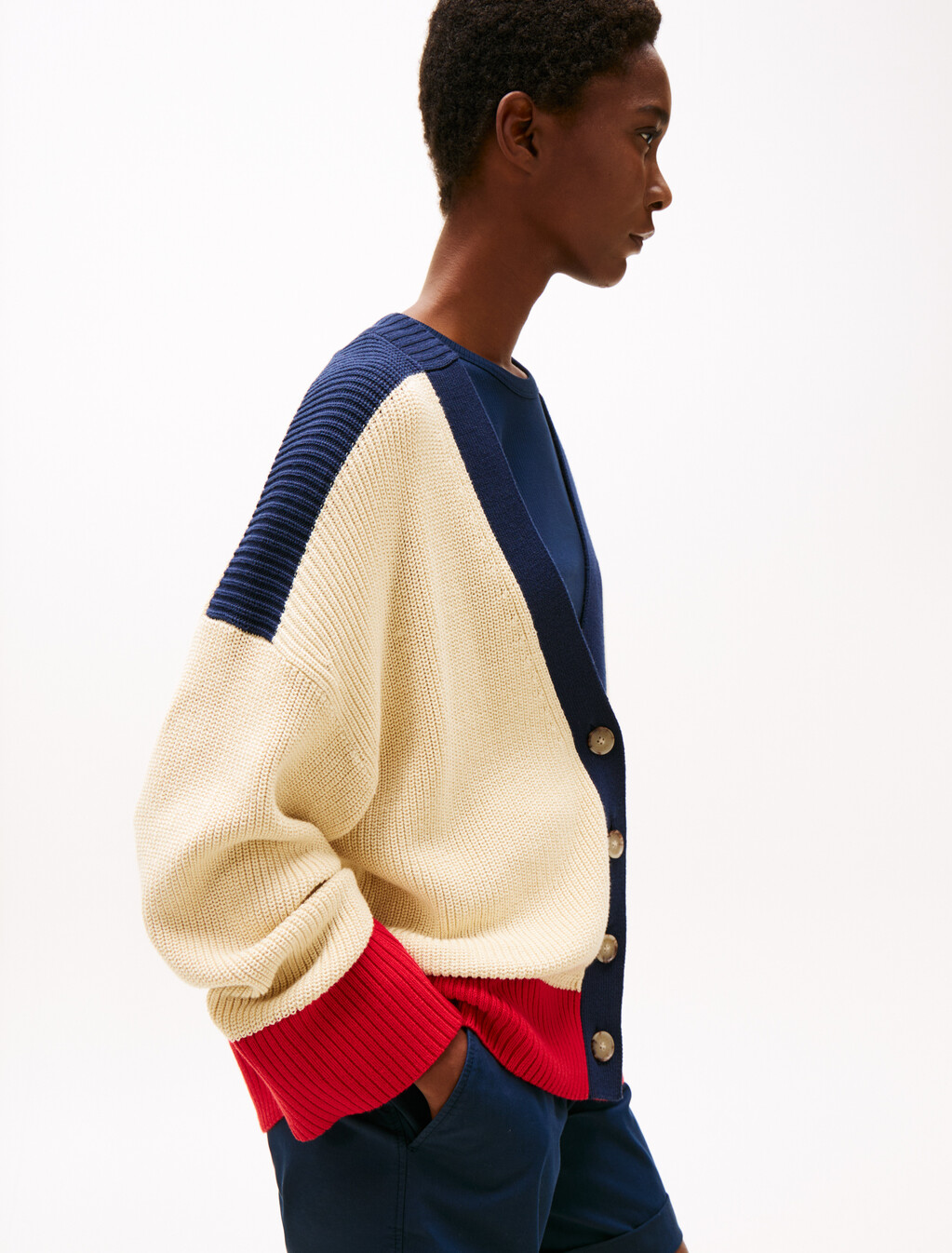 Relaxed V-Neck Cardigan, Country Ivory, hi-res