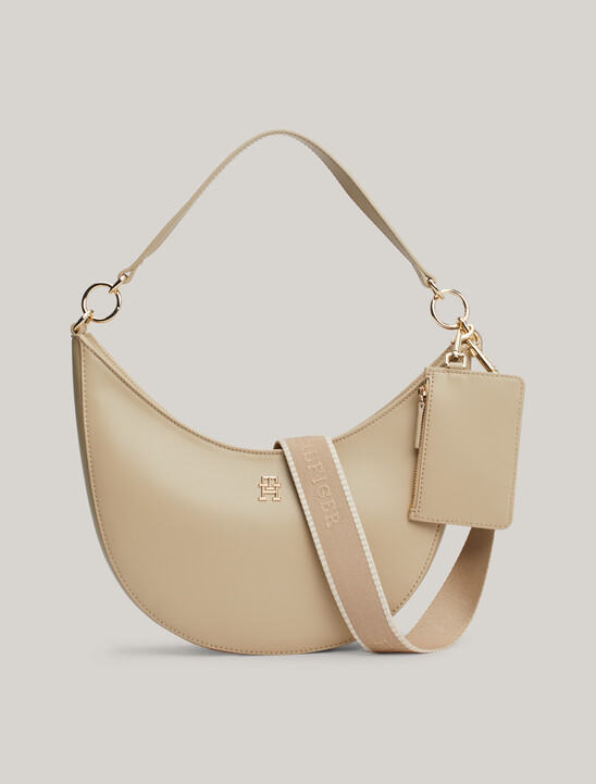 Hilfiger Monotype Shoulder Bag, Beige Hilfiger Monotype Shoulder Bag