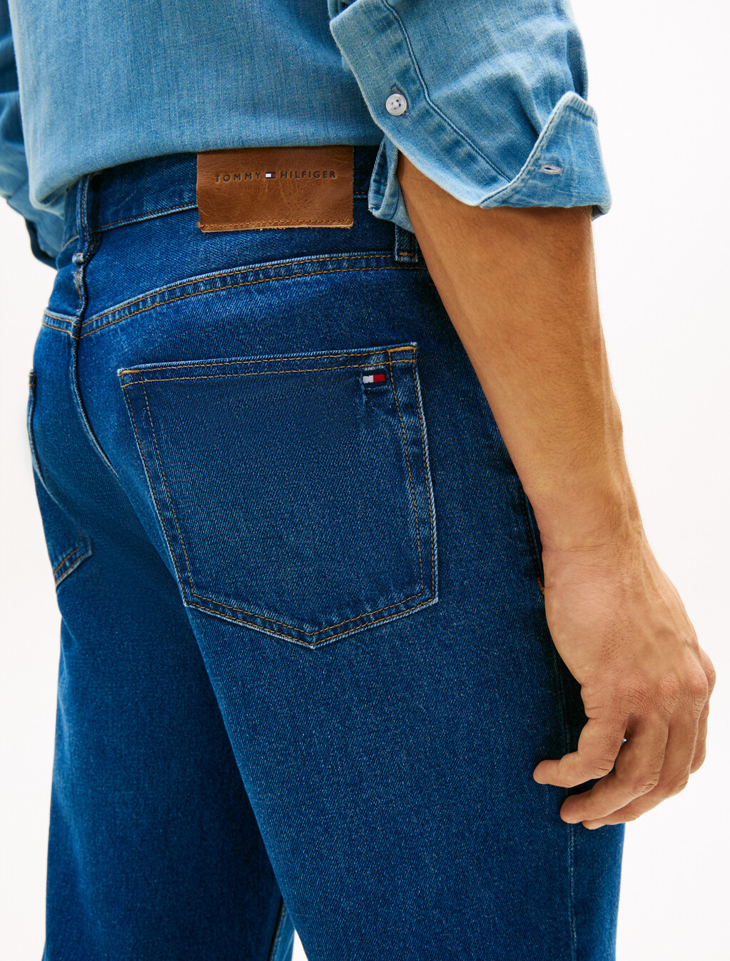 Flag Embroidery Relaxed Straight Leg Jeans, Ike Blue, hi-res