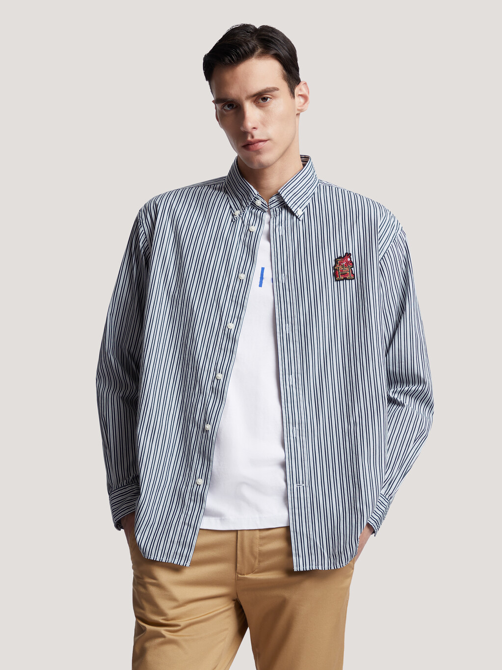 CNY Monogram Stripe Shirt, Desert Sky Stripes, hi-res