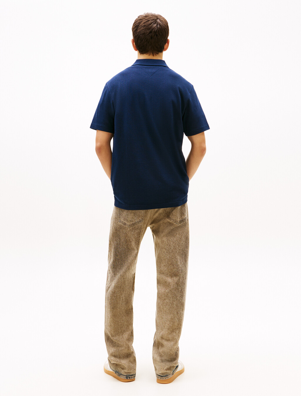 Tommy Badge Regular Fit Waffle Knit Polo Shirt, Dark Night Navy, hi-res