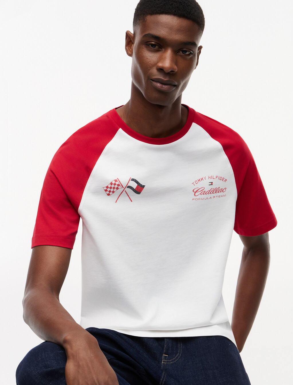 TH x Cadillac Formula 1&reg; Team Back Graphic Raglan T-Shirt, White / Red, hi-res