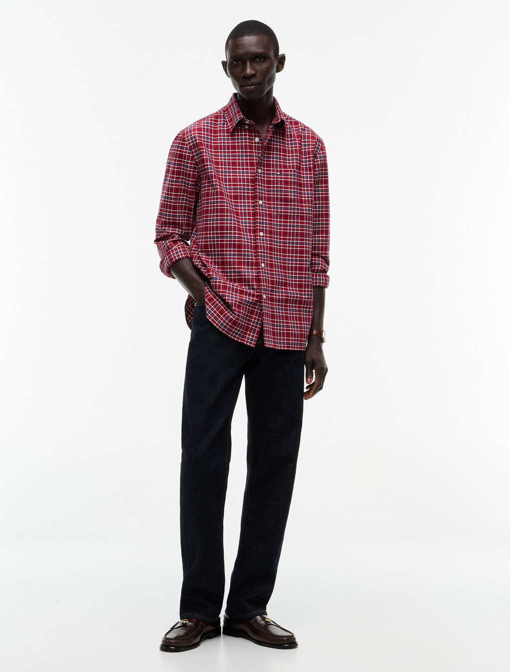 Relaxed Fit Tartan Check Oxford Shirt, Regatta Red / Check, hi-res