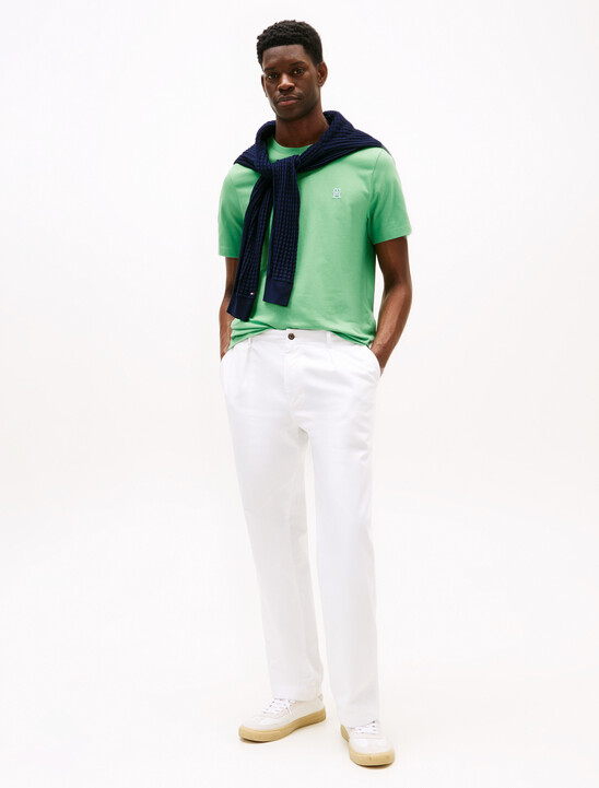 Contrast TH Monogram Embroidery T-Shirt, Fort Green Contrast TH Monogram Embroidery T-Shirt