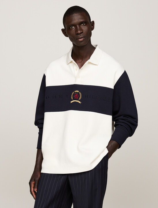 Crest Long Sleeve Boxy Polo Shirt