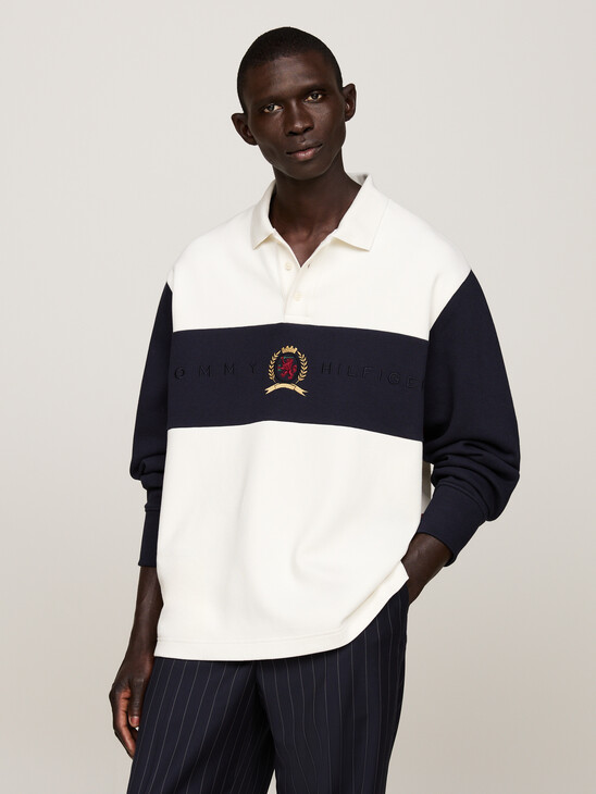 Crest Long Sleeve Boxy Polo Shirt