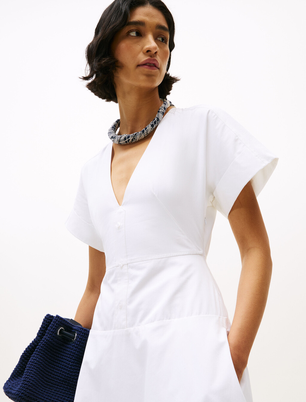 The Runway Collection Slim Midi Shirt Dress, Optic White, hi-res