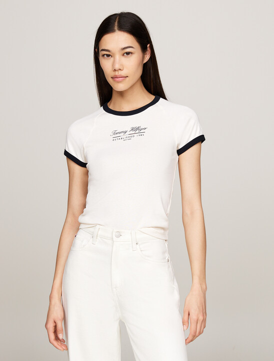 Contrast Trim Logo Slim T-Shirt
