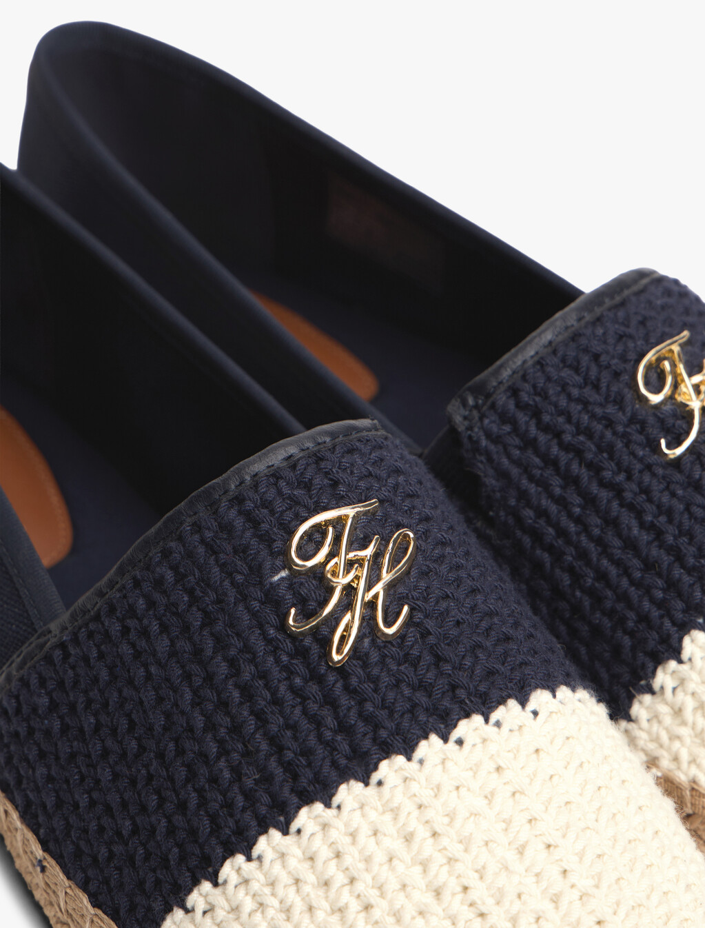 Logo Plaque Colour-Blocked Woven Espadrilles, Space Blue, hi-res