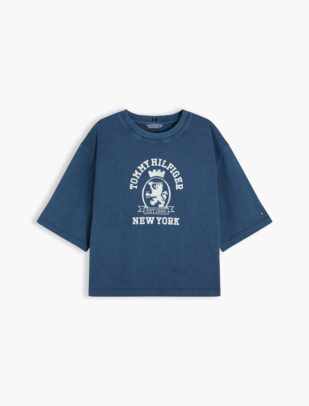 Crest Embroidery Relaxed Washed Jersey T-Shirt, Dark Night Navy, hi-res
