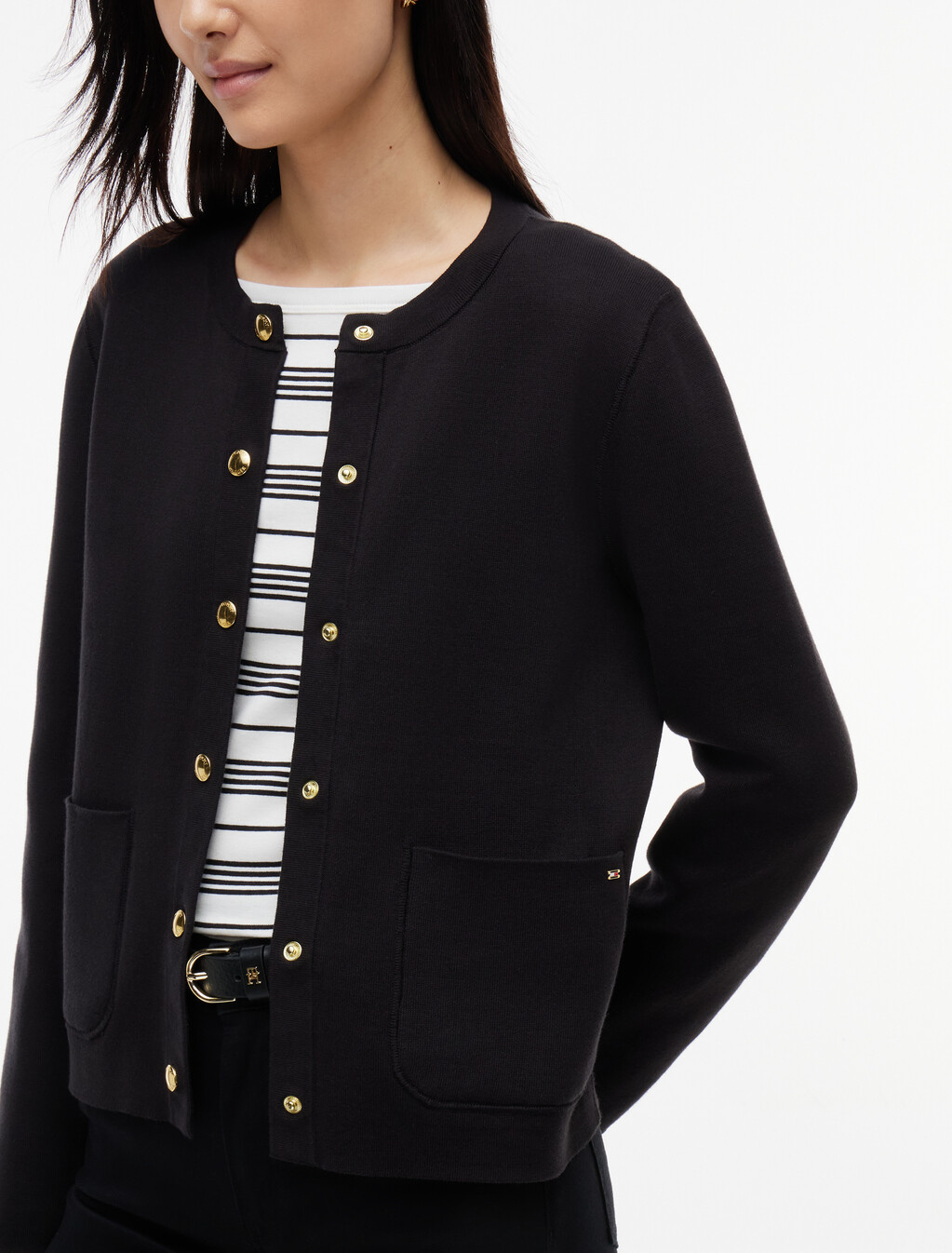 Reversible Cardigan, Black / Mid Grey Heather, hi-res