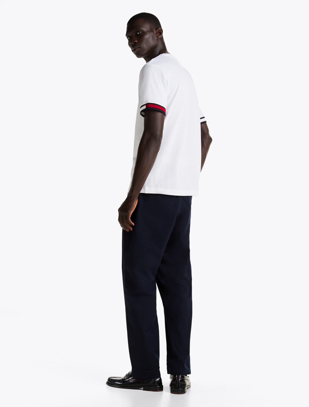 Global Stripe Cuffs T-Shirt, White, hi-res
