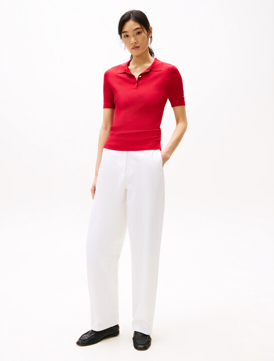Rib Knit Slim Polo