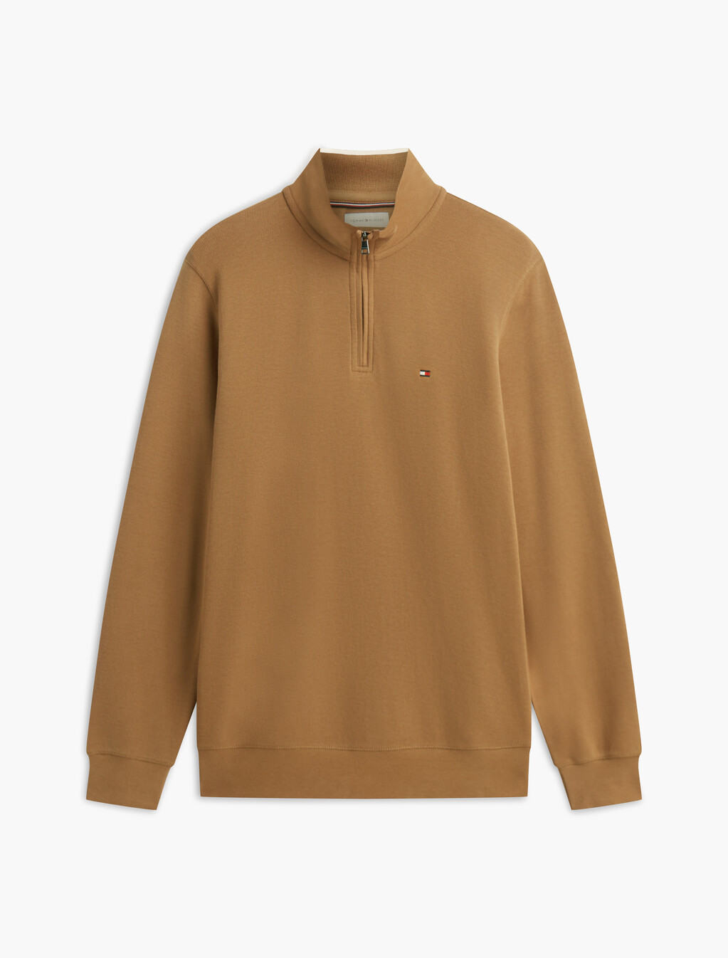 French Rib Knit 1/4 Zip Sweater, Timeless Tawny, hi-res