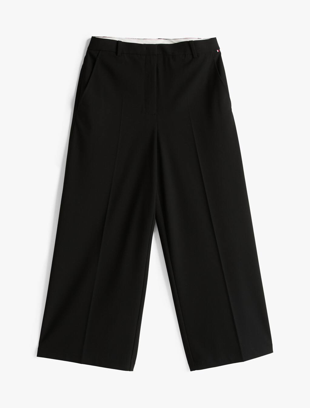 Anti-Wrinkle Wide Leg Cropped Trousers, Black, hi-res