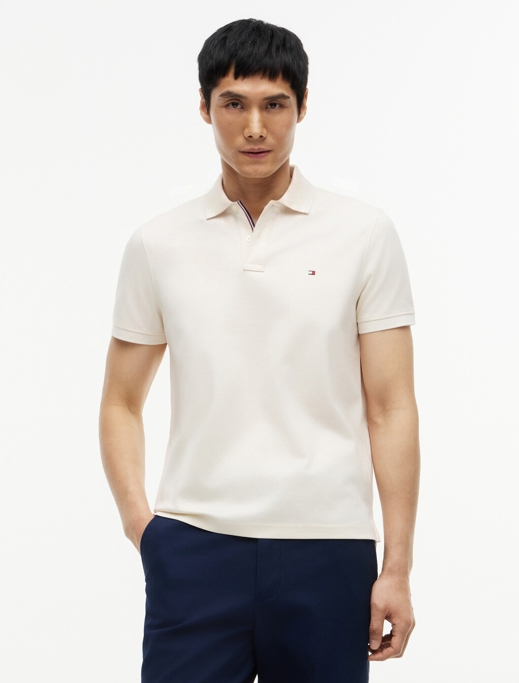 Performance Regular Fit Jaquard Polo Shirt, Ivory Petal, hi-res
