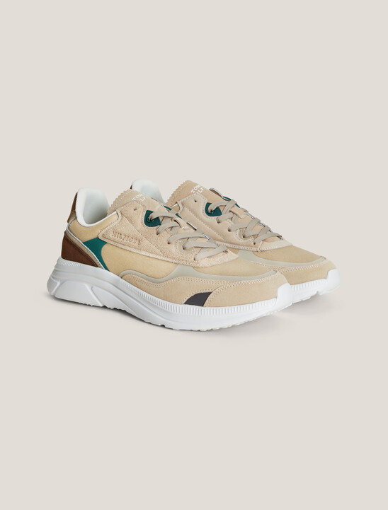 Suede Logo Debossed Runner Trainers