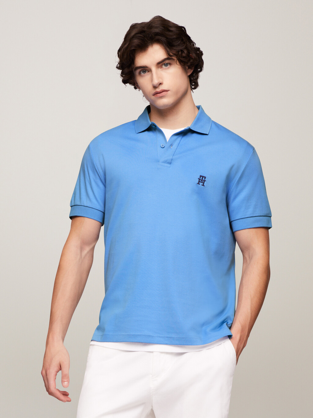 TH Monogram Regular Fit Polo, Blue Spell, hi-res