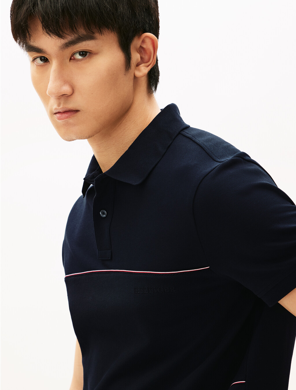 Global Stripe Block Polo, Desert Sky, hi-res