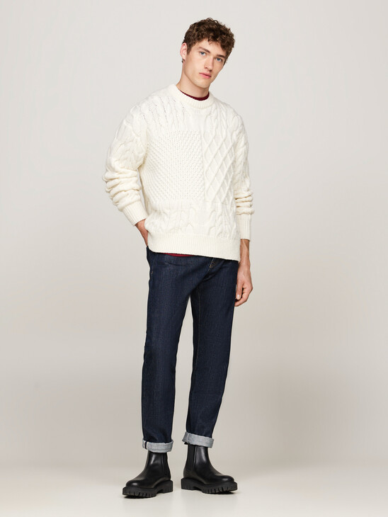 Wool Rich Cable Knit V-Neck Jumper