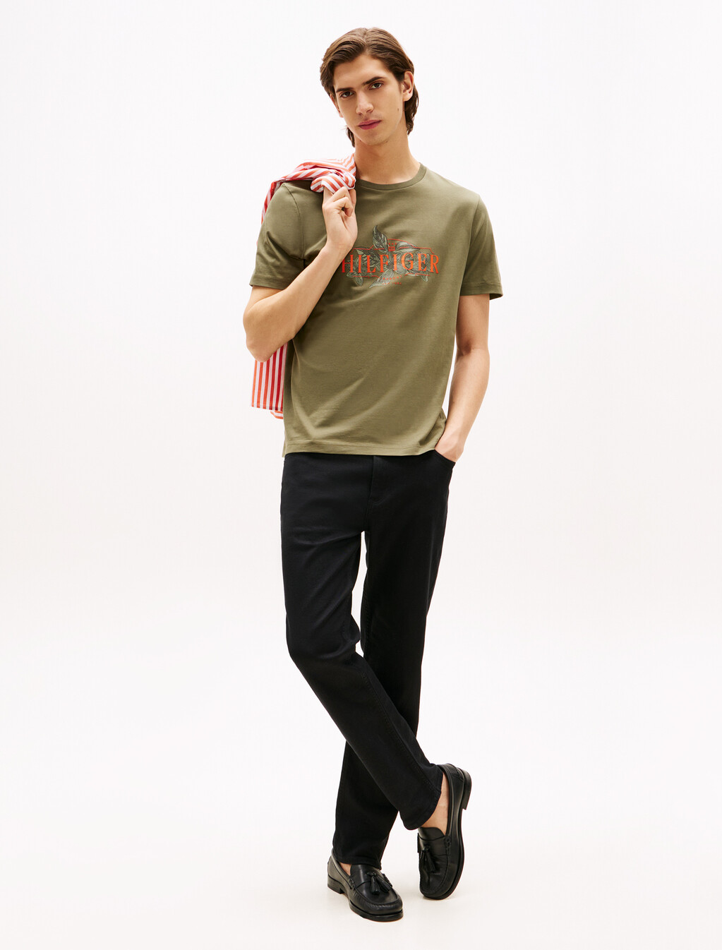 Tropical Floral Print T-Shirt, Battle Green, hi-res
