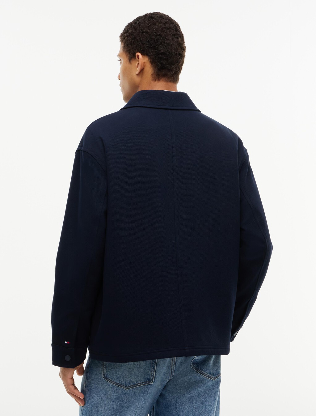 Mixed Texture Relaxed Chore Jacket, Navy Blue, hi-res