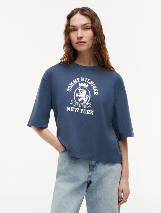 Crest Embroidery Relaxed Washed Jersey T-Shirt