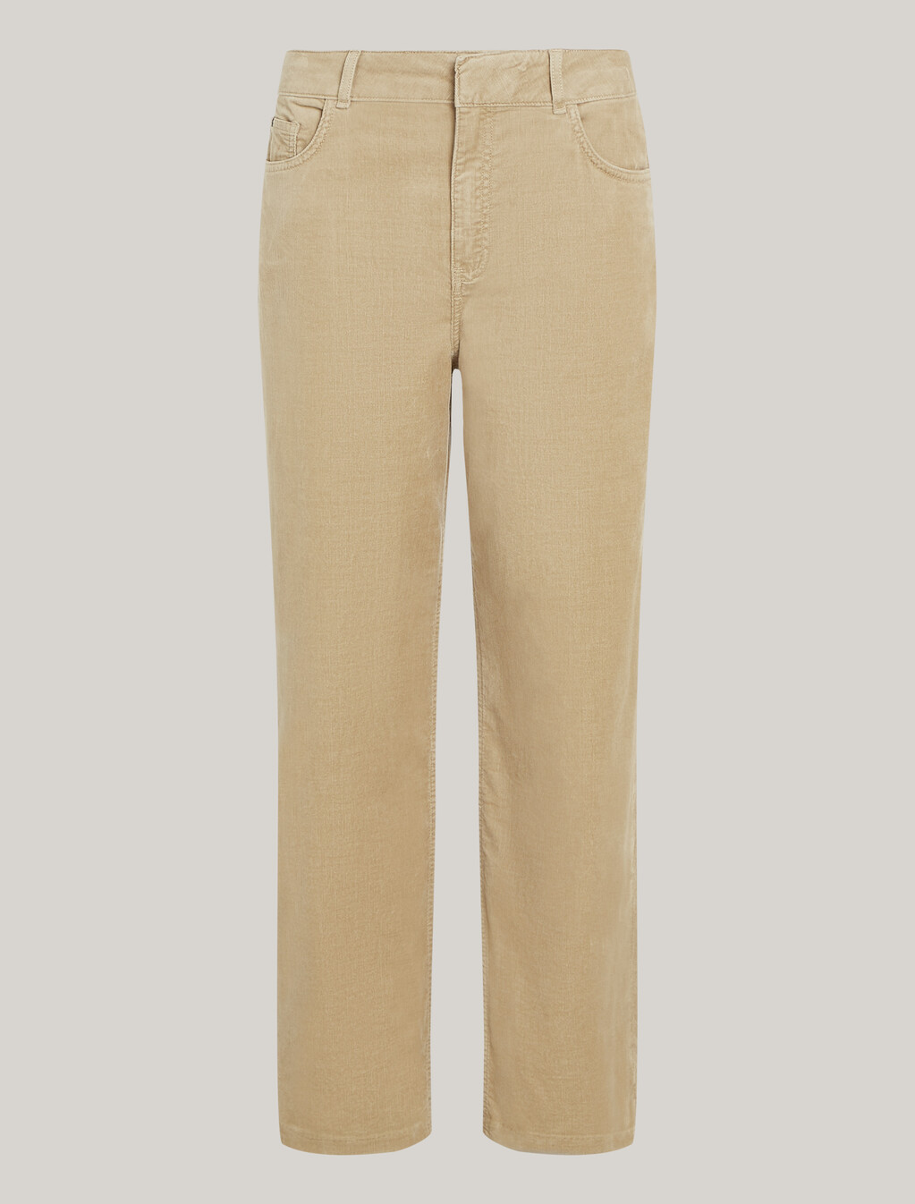 Corduroy Relaxed Straight Leg Trousers, Beige, hi-res
